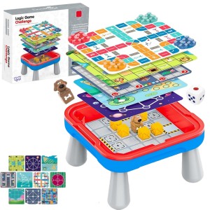 WOOPIE Stolik Gier Planszowych Logicznych 65 el. Zestaw 11w1
