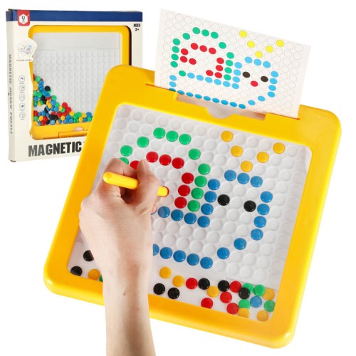 tablica-magnetyczna-montessori-mozaika-kolorowe-kropki-zolta-26-x-26-cm-175297