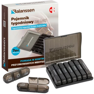 BALANSSEN Tygodniowy pojemnik na leki, 3 pory dnia x 7 dni, czarny
