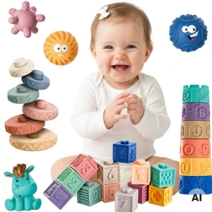 WOOPIE BABY Miękkie Klocki Sensoryczne, zestaw 27 szt.