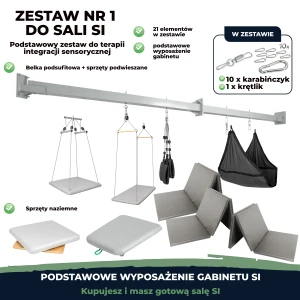 Zestaw nr 1 do sali SI, z belką podsufitową o szer. od 5 do 6 m, szaro-grafitowy